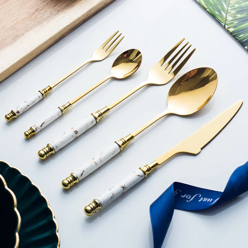 LUXE MARBLE CUTLERY SET