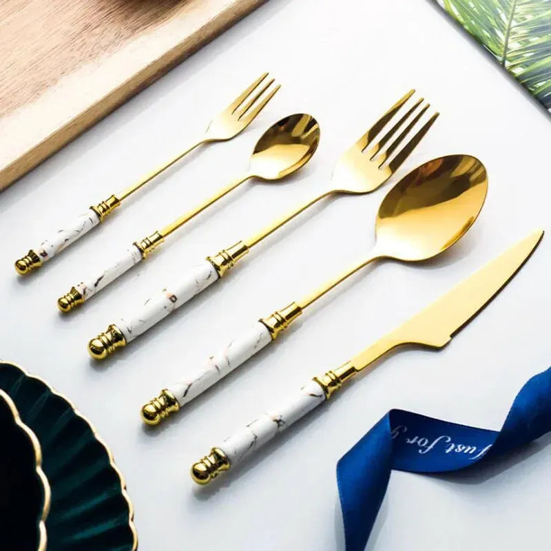 LUXE MARBLE CUTLERY SET