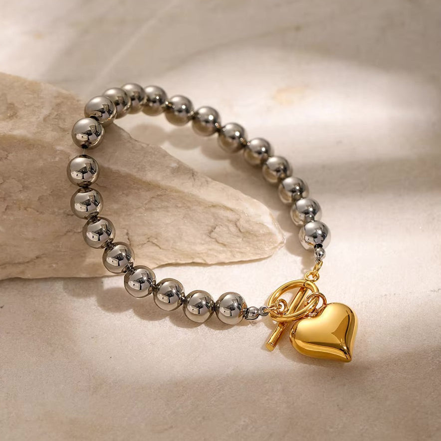 Alicia Chunky Bead Heart Bracelet 3