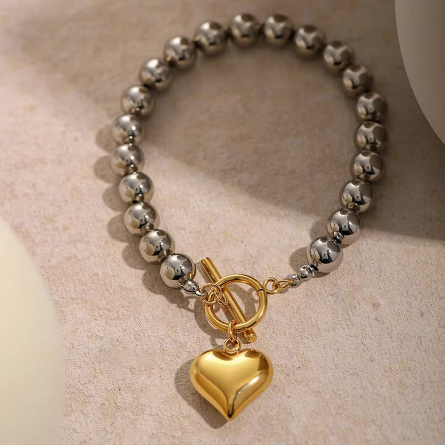 Alicia Chunky Bead Heart Bracelet 4