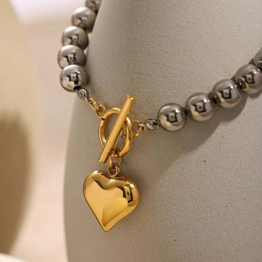 Alicia Chunky Bead Heart Bracelet 5