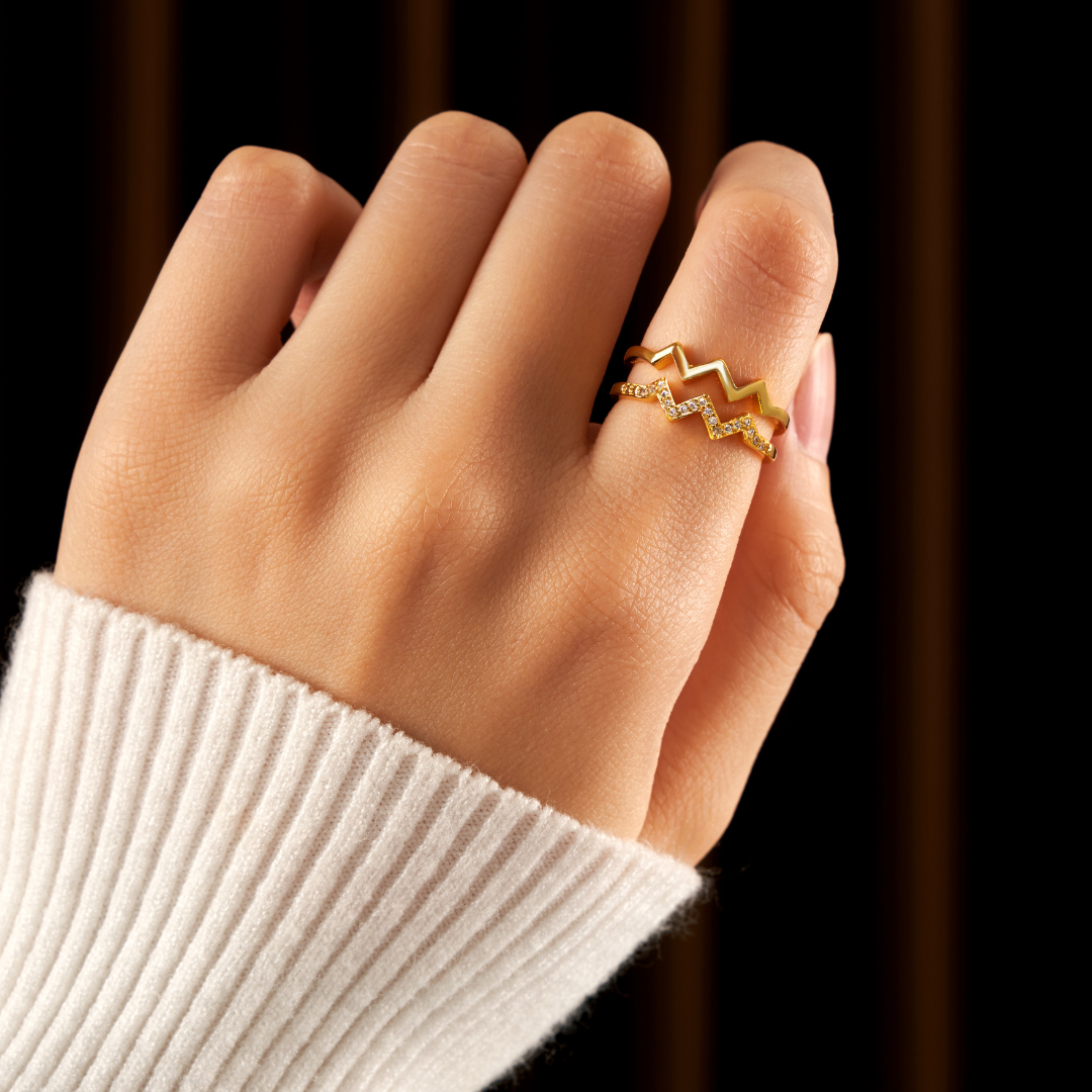 Double Highs&Lows Ring Gold 2