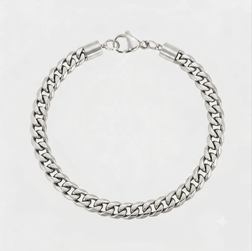 Silver 5mm Cuban Chain Bracelet