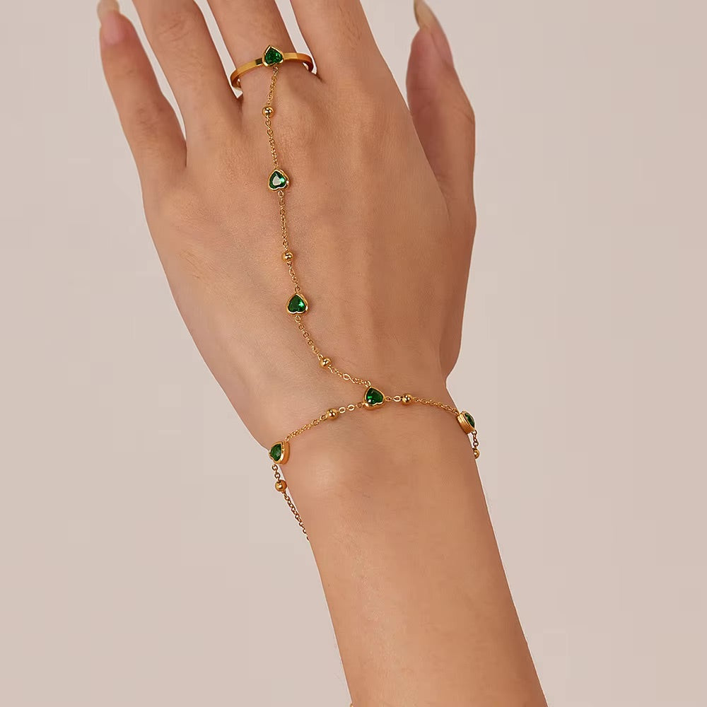 Gladys Emerald Heart Hand Chain 5