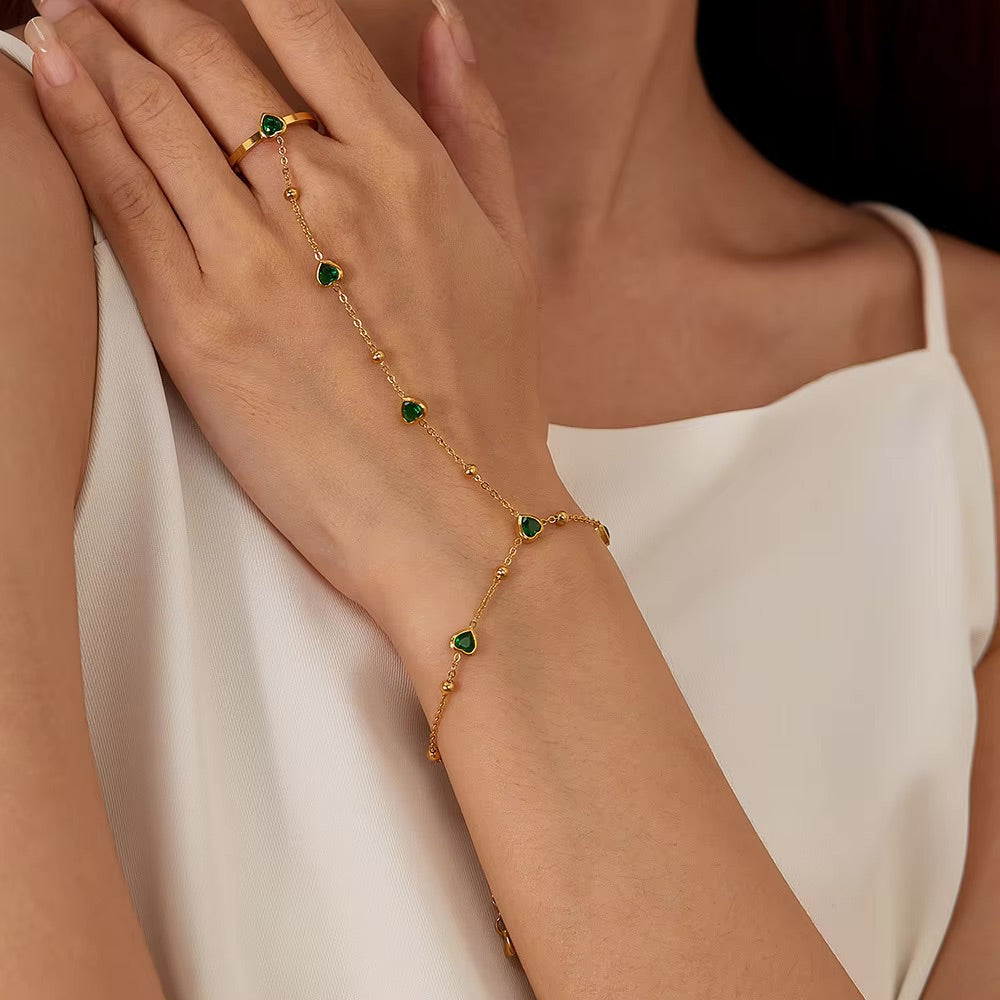 Gladys Emerald Heart Hand Chain 6