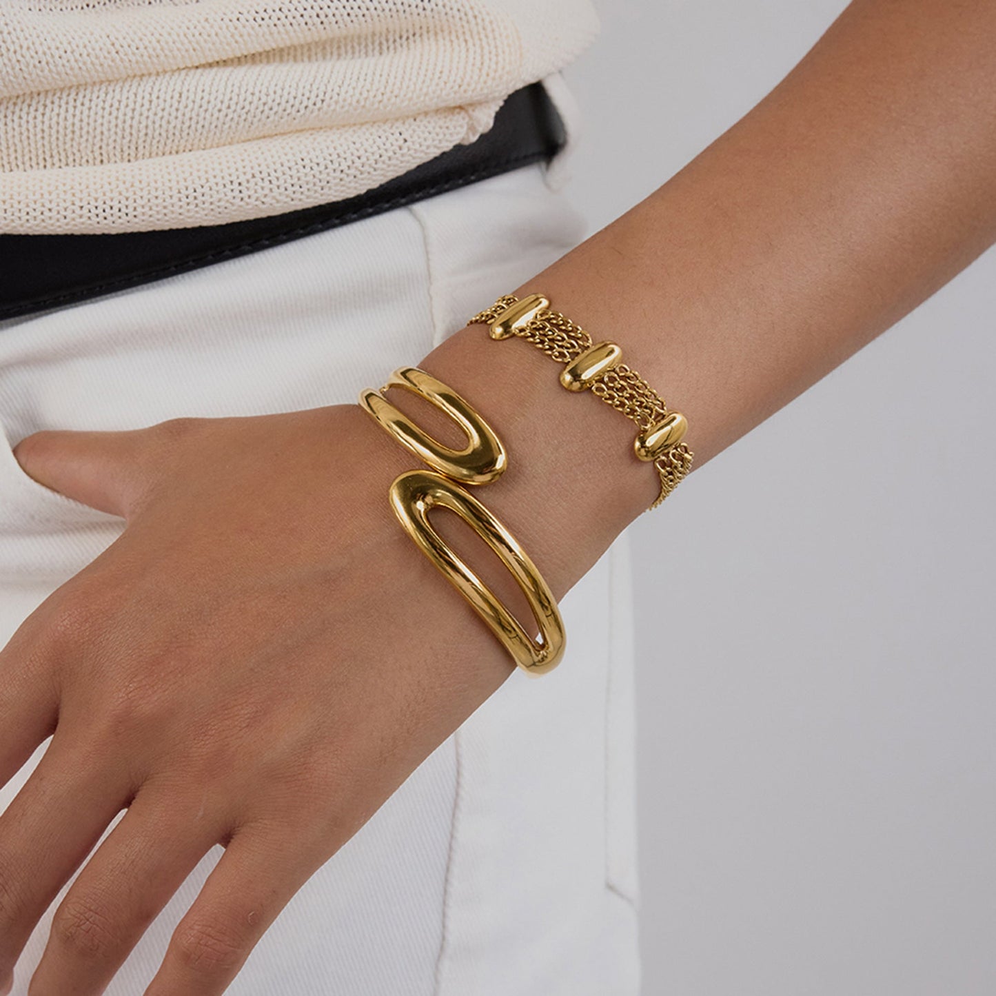 Kathleen Layered Chain Gold Bracelet 1