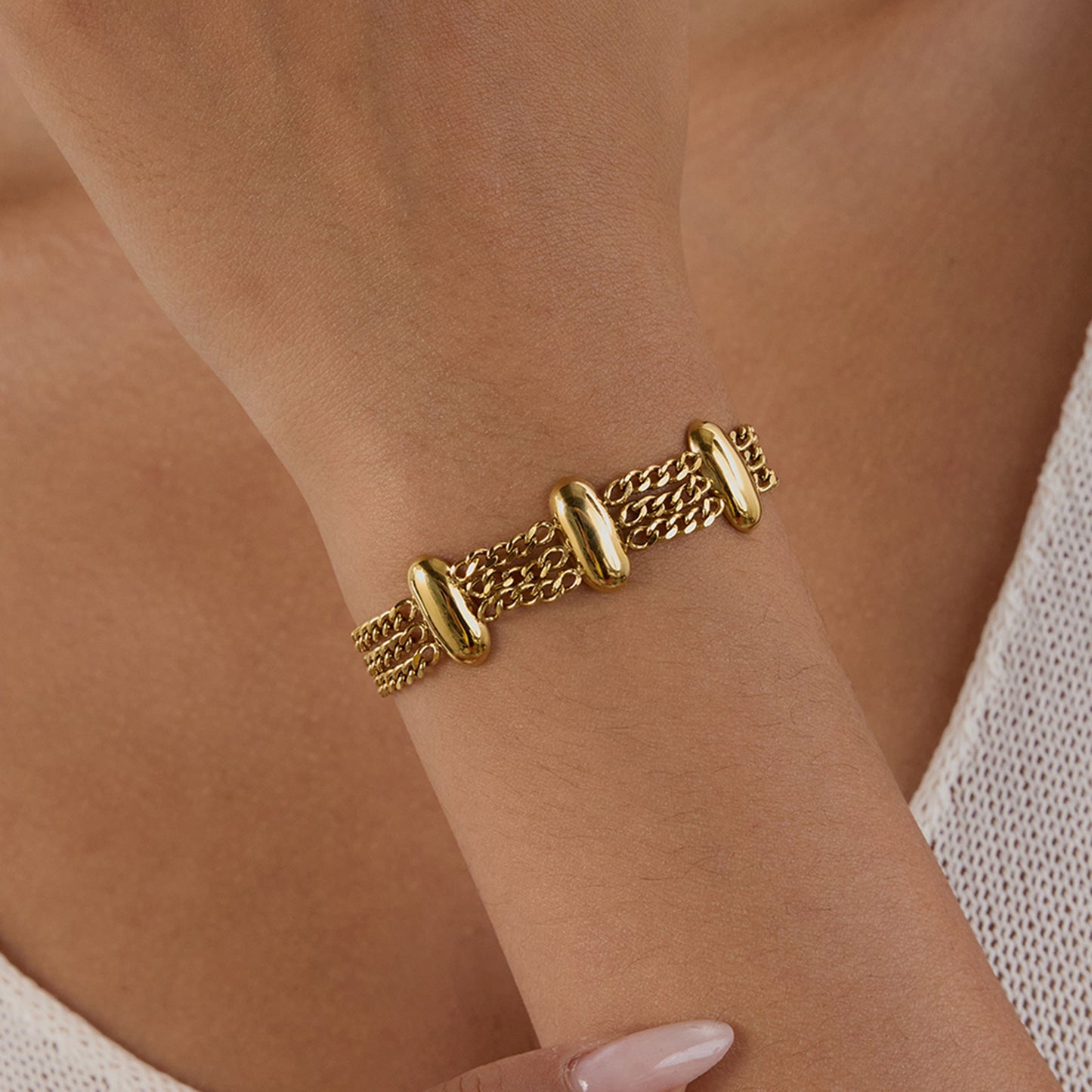 Kathleen Layered Chain Gold Bracelet 2