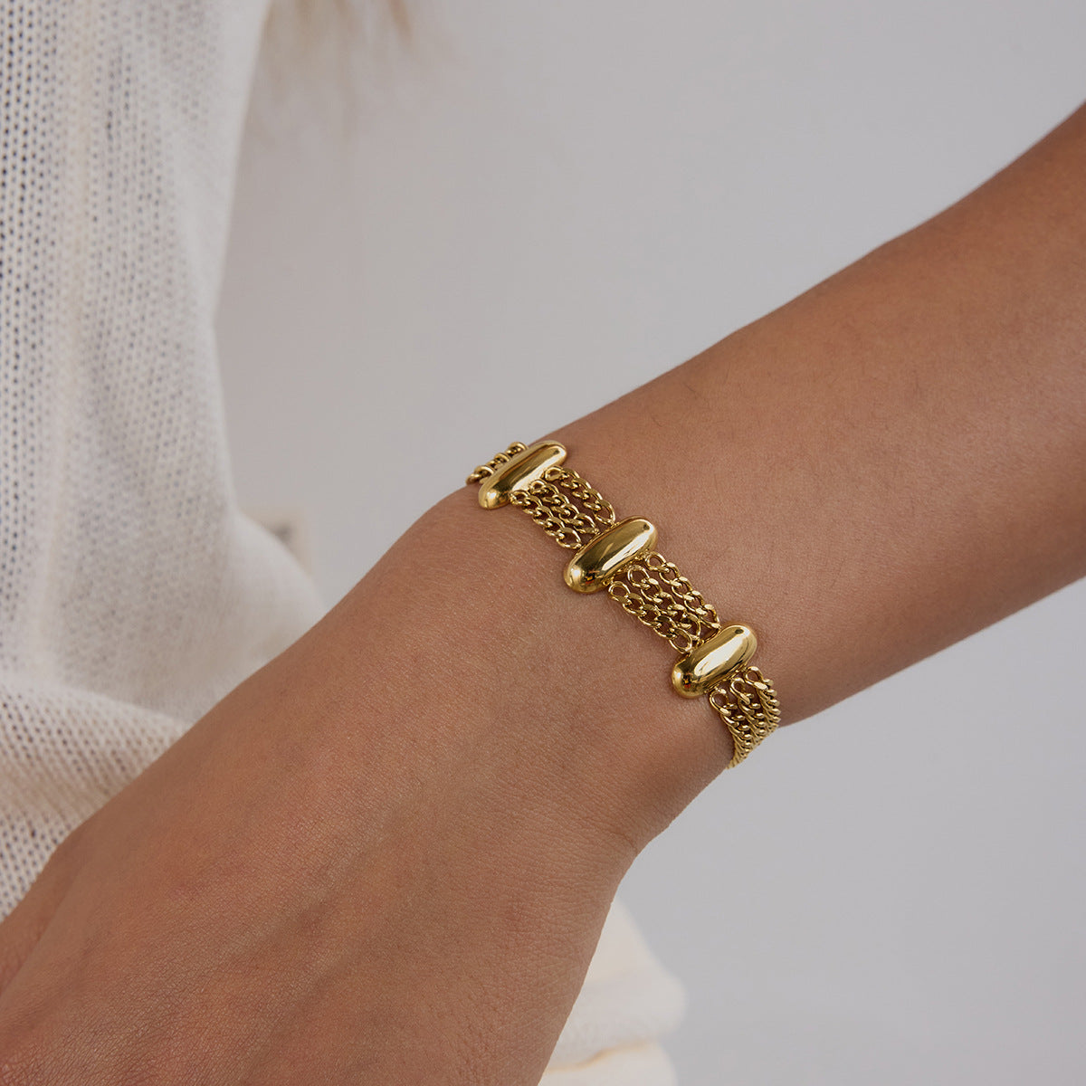 Kathleen Layered Chain Gold Bracelet 3