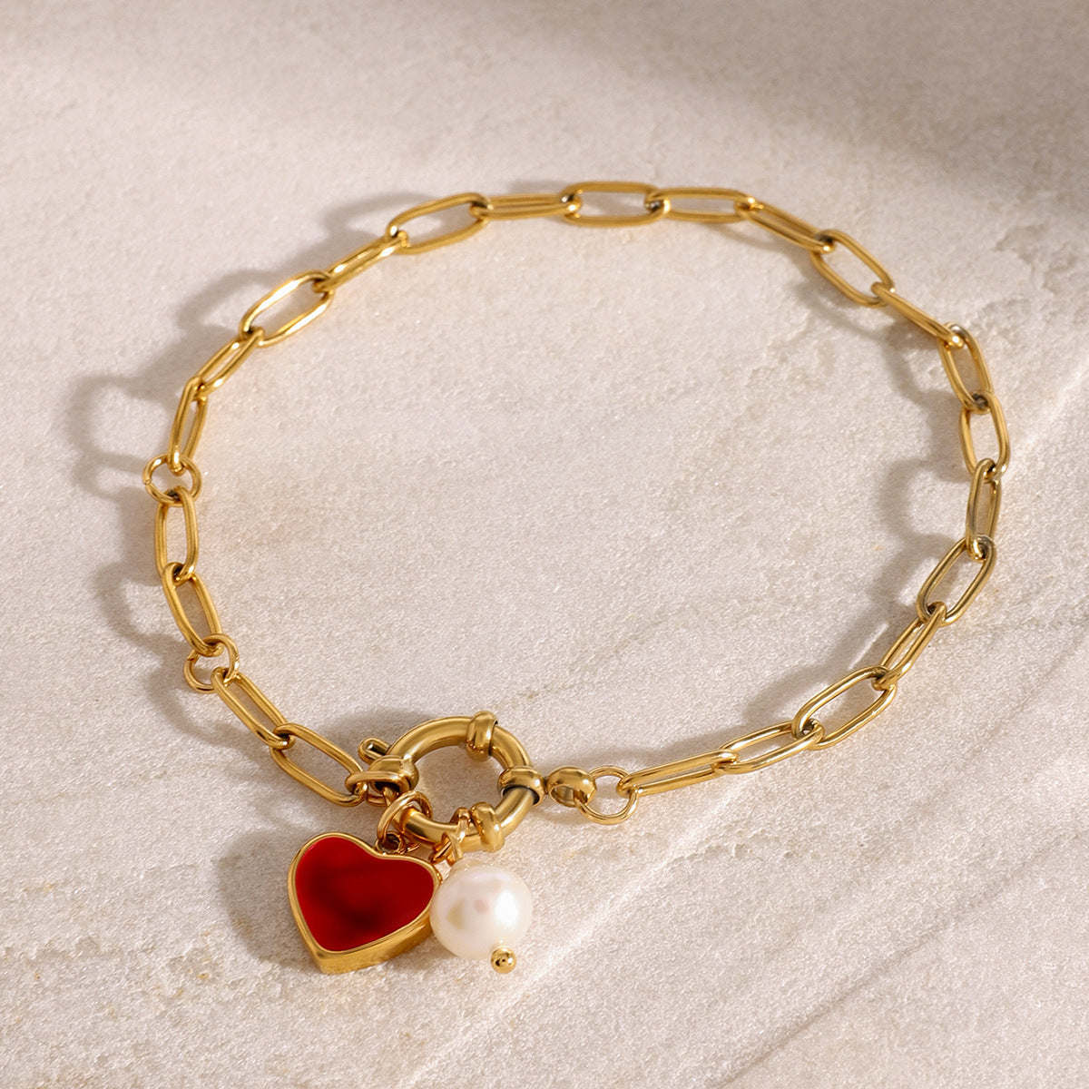 Nerissa Heart Chain Pearl Bracelet 2