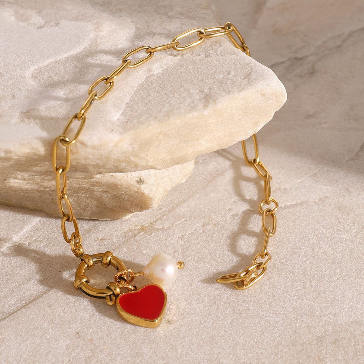 Nerissa Heart Chain Pearl Bracelet 3