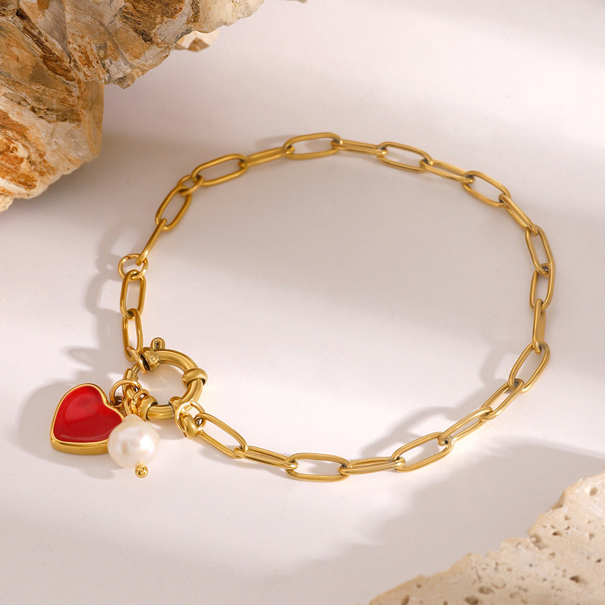 Nerissa Heart Chain Pearl Bracelet 4