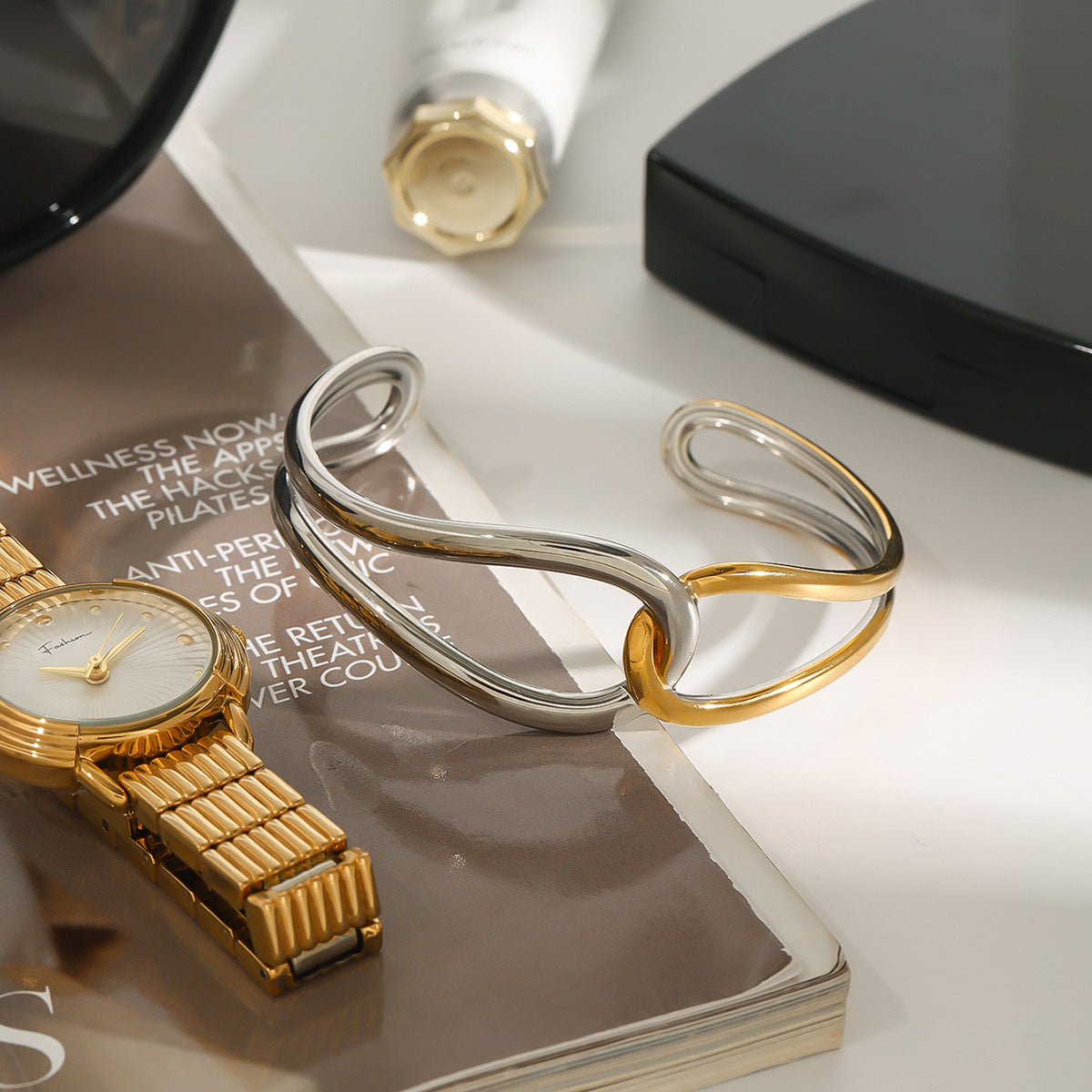 Noria Two Tone Gold Bangle 6