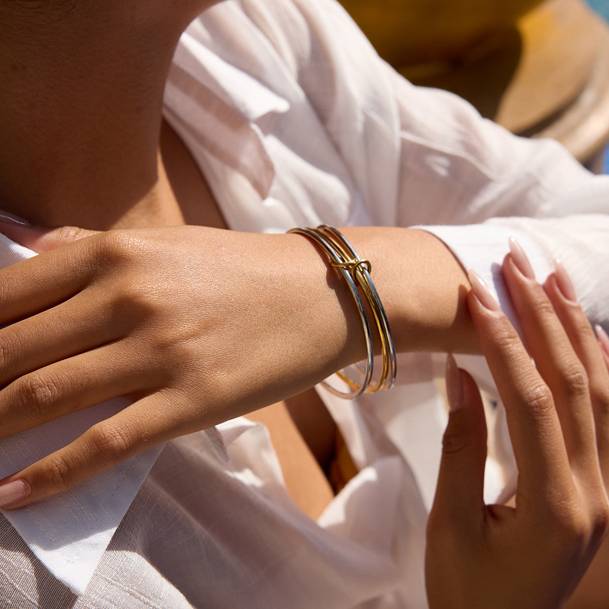 Romina Two Tone Stacked Bracelet 3