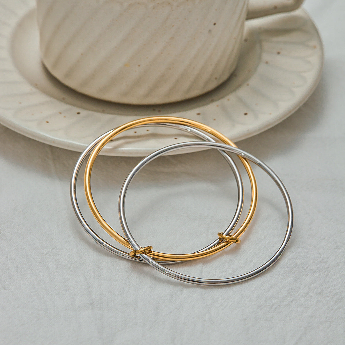 Romina Two Tone Stacked Bracelet 7