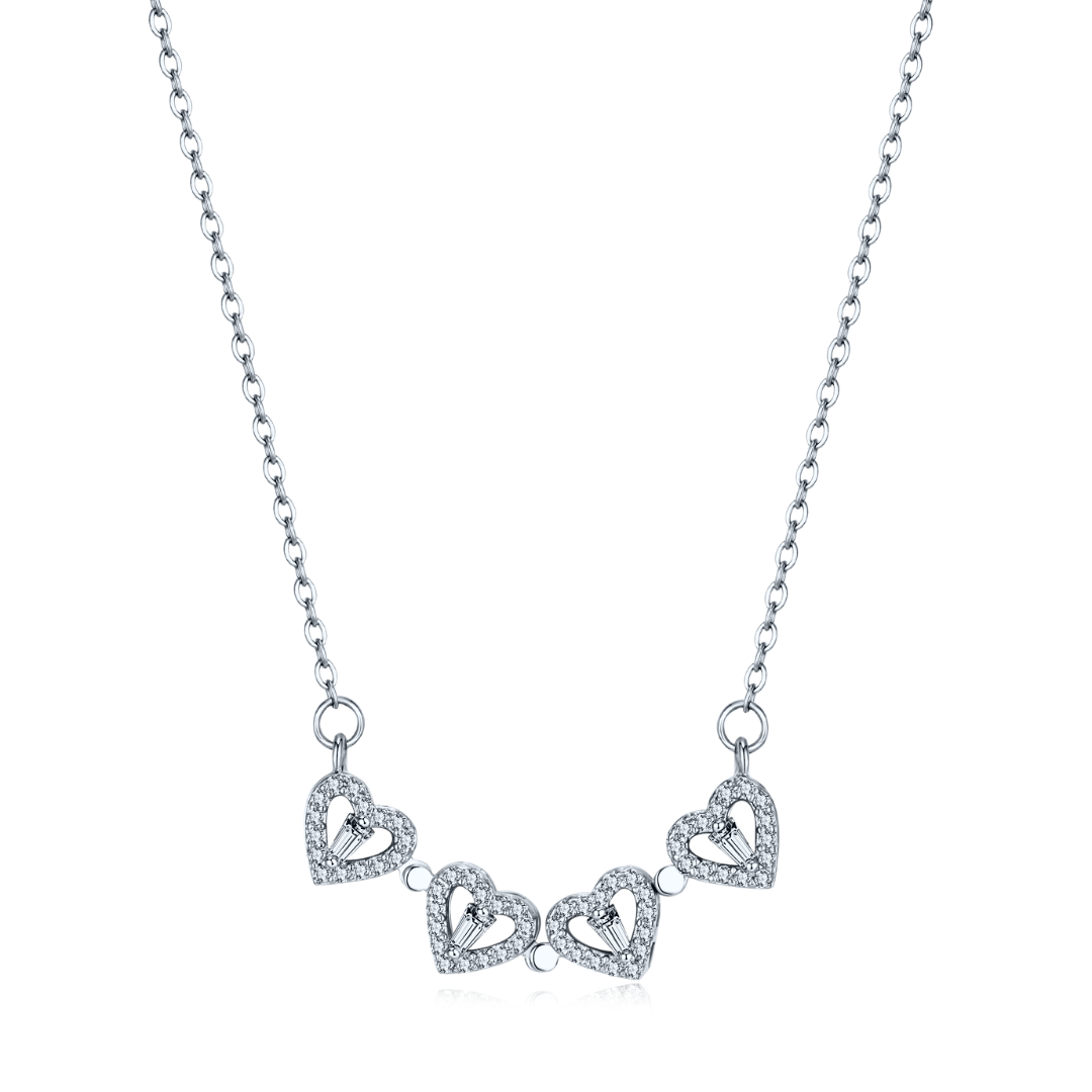 Silver Clover Hearts Necklace 1