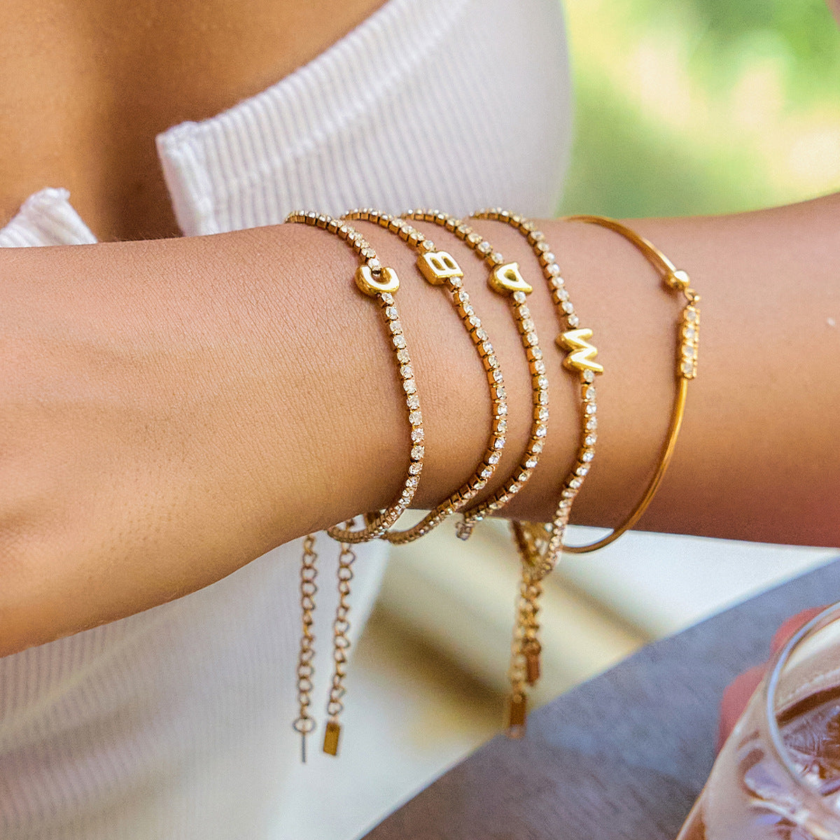 Avaria Bubble Letter Tennis Bracelet 1