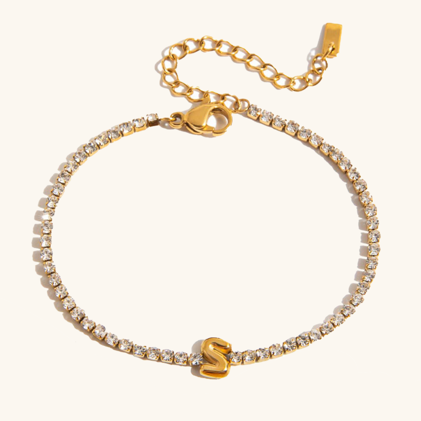 Avaria Bubble Letter Tennis Bracelet 12