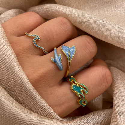 Blue Whale Adjustable 925 Sterling Silver Ring