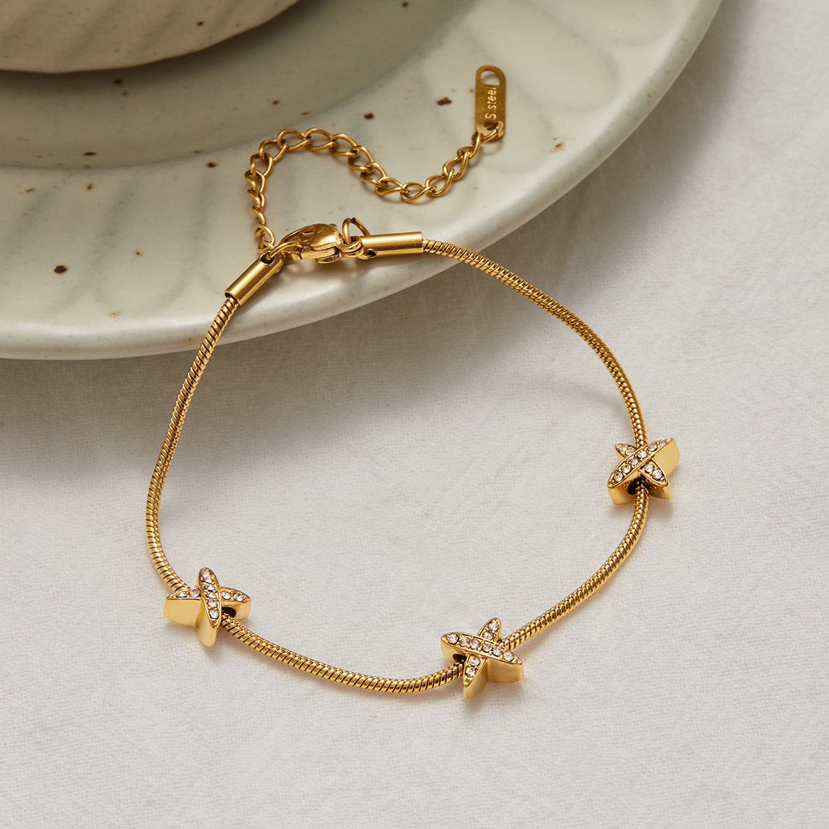 Brienne Diamond Cross Herringbone Bracelet 4
