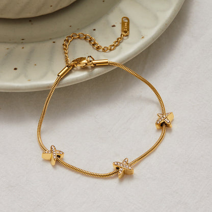 Brienne Diamond Cross Herringbone Bracelet 4