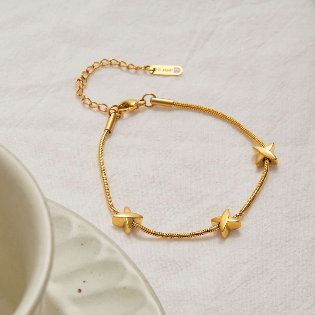 Brienne Diamond Cross Herringbone Bracelet 6