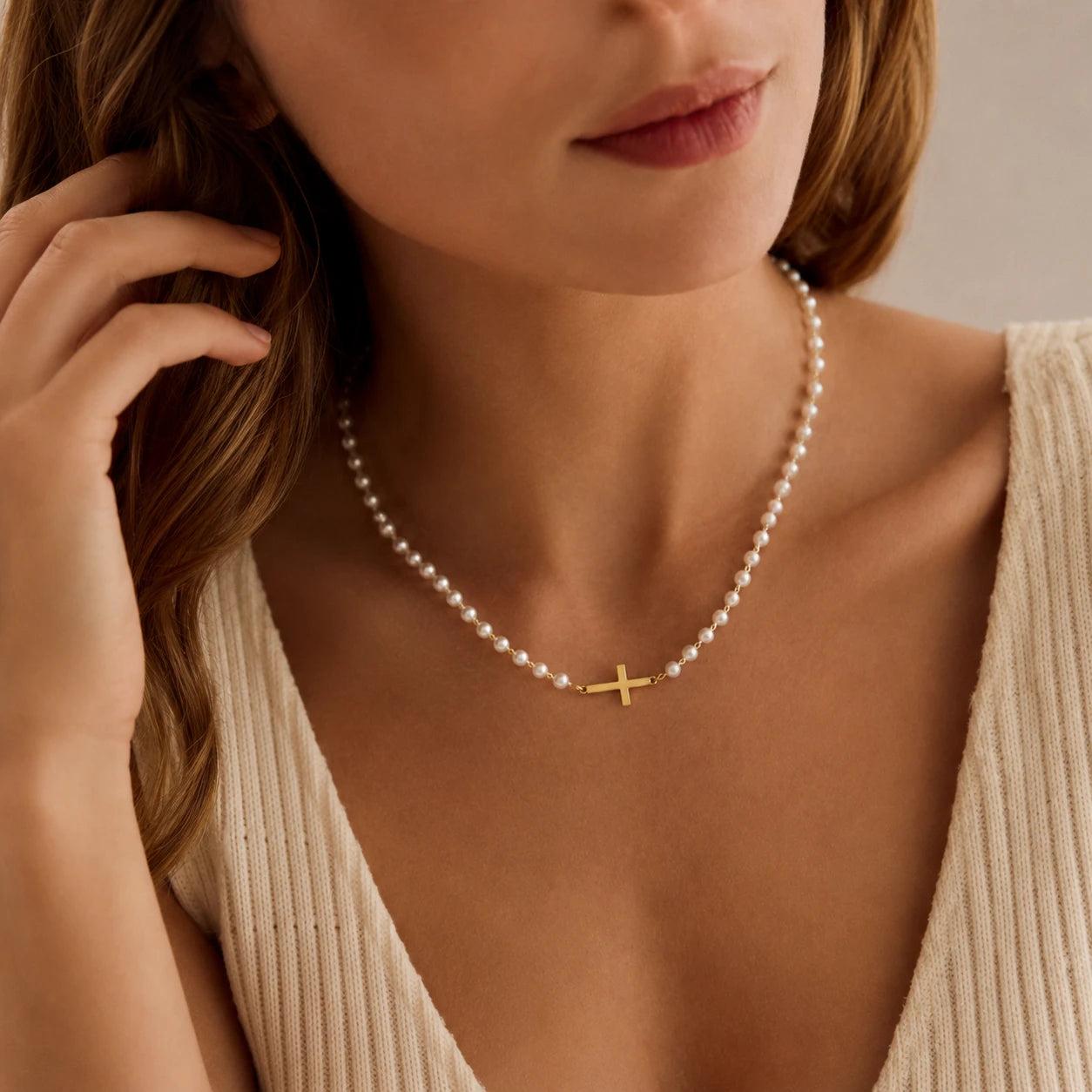 Pearl Cross Necklace