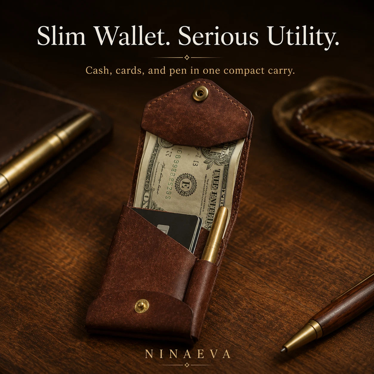 Retro Wallet Men's Design Creative Pen Card Holder
