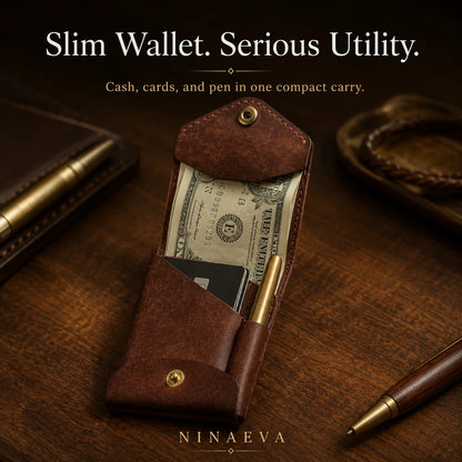 Retro Wallet Men's Design Creative Pen Card Holder