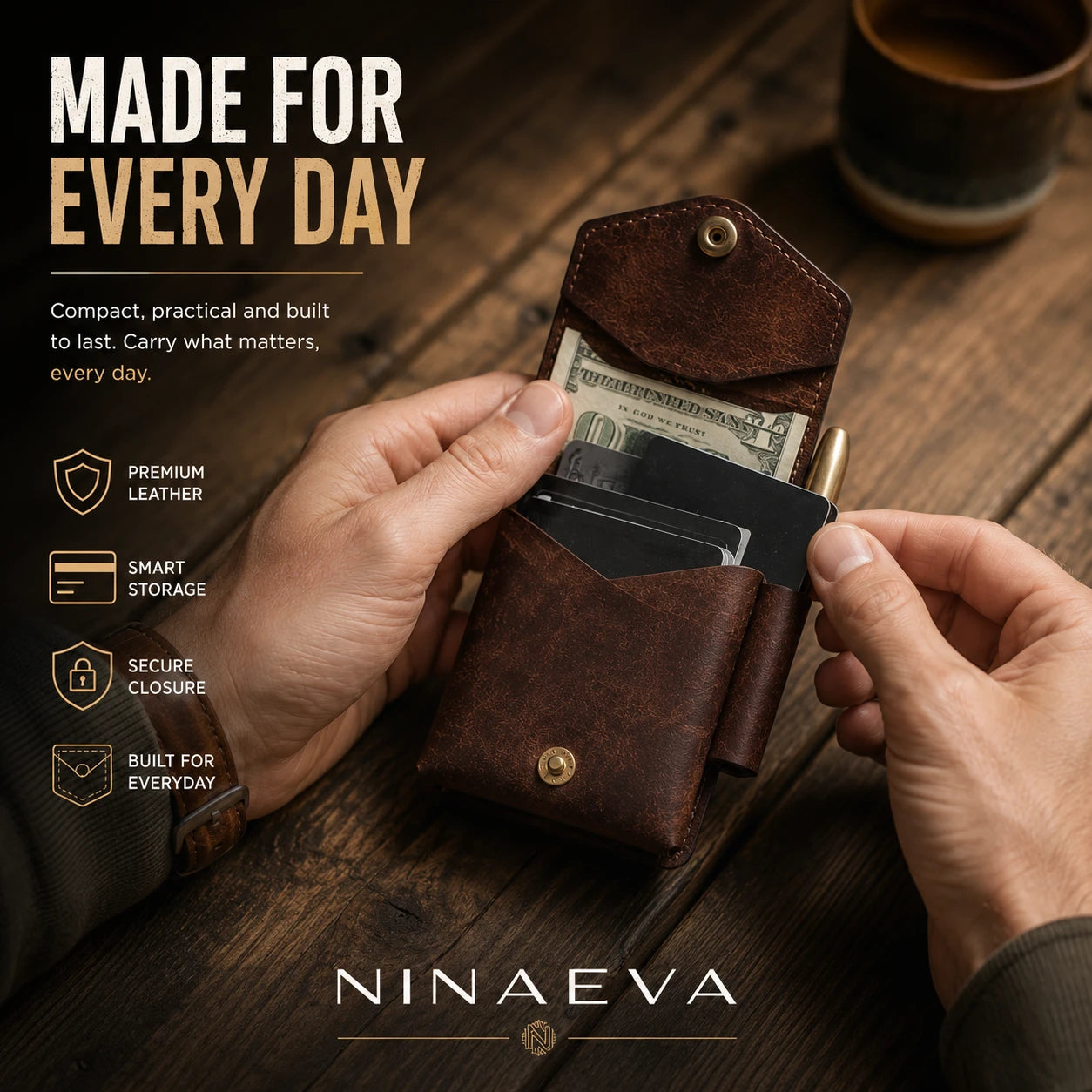 Retro Wallet Men's Design Creative Pen Card Holder