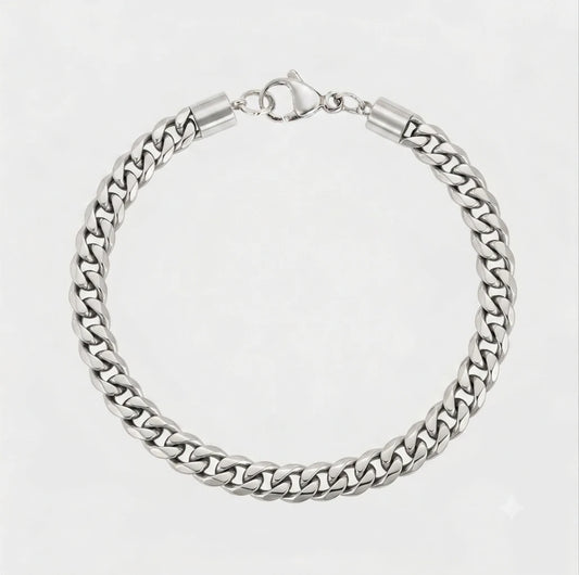 Silver 5mm Cuban Chain Bracelet