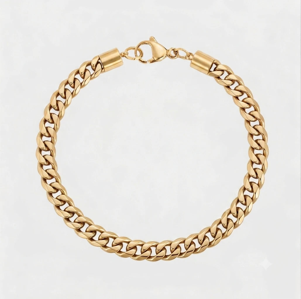 Gold 5mm Cuban Chain Bracelet