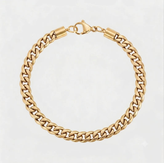 Gold 5mm Cuban Chain Bracelet