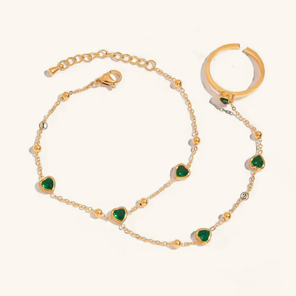 Gladys Emerald Heart Hand Chain 0