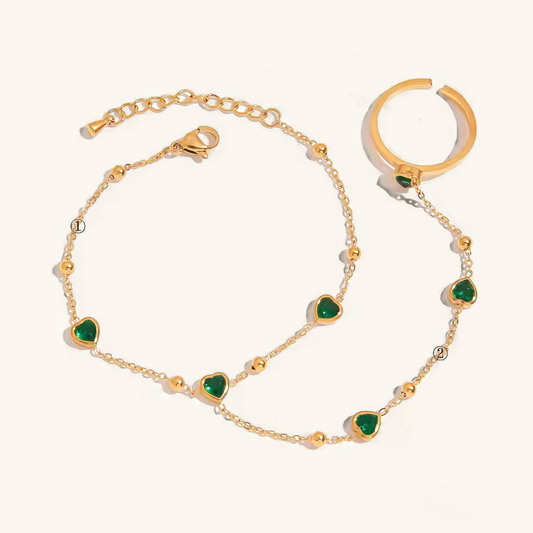 Gladys Emerald Heart Hand Chain 0