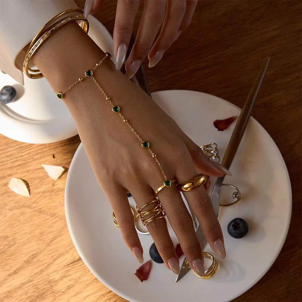 Gladys Emerald Heart Hand Chain 2