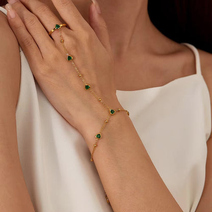 Gladys Emerald Heart Hand Chain 6