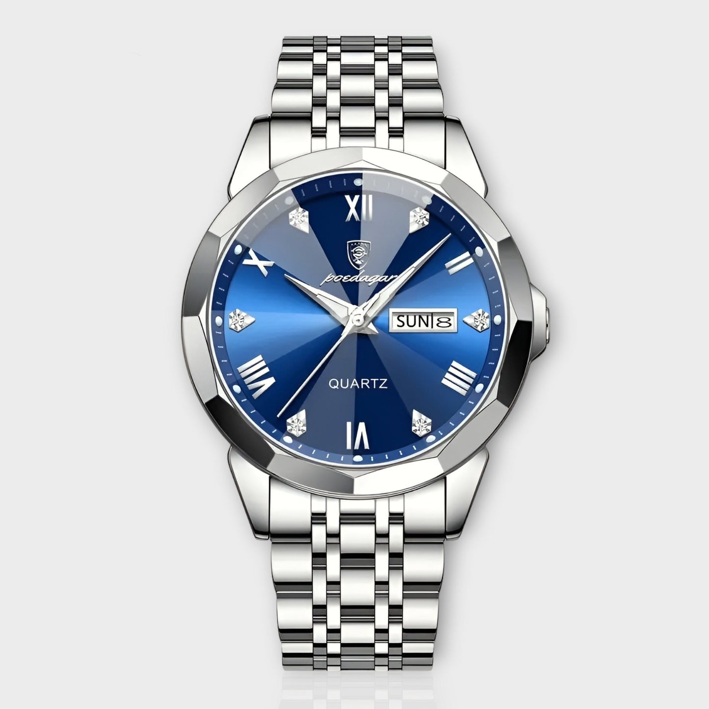 Men’s Automatic Stainless Steel Watch with Leather Strap