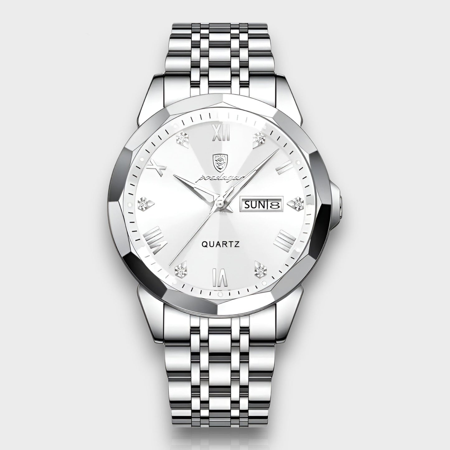 Men’s Automatic Stainless Steel Watch with Leather Strap