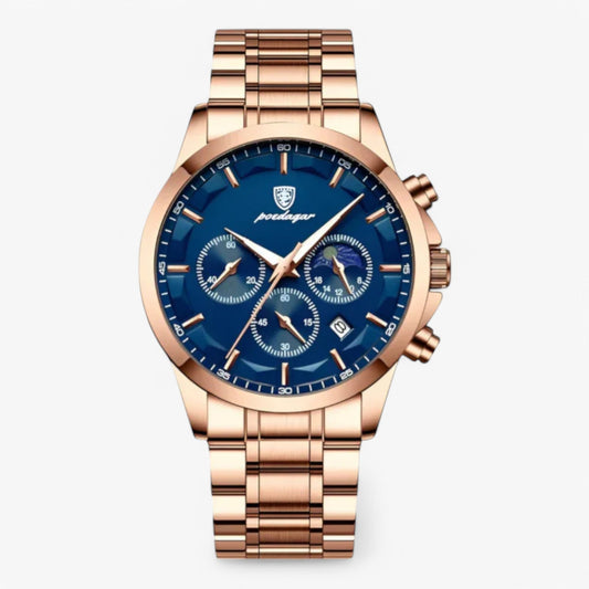 Men’s Leather Strap Chronograph Watch with Date