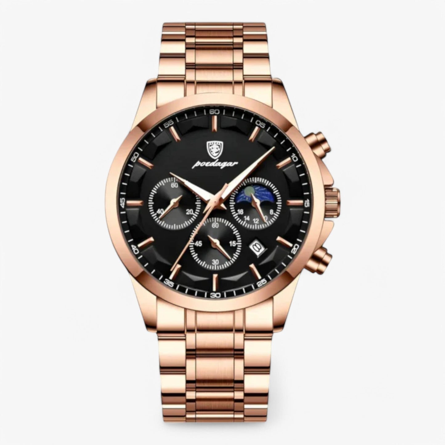 Men’s Leather Strap Chronograph Watch with Date