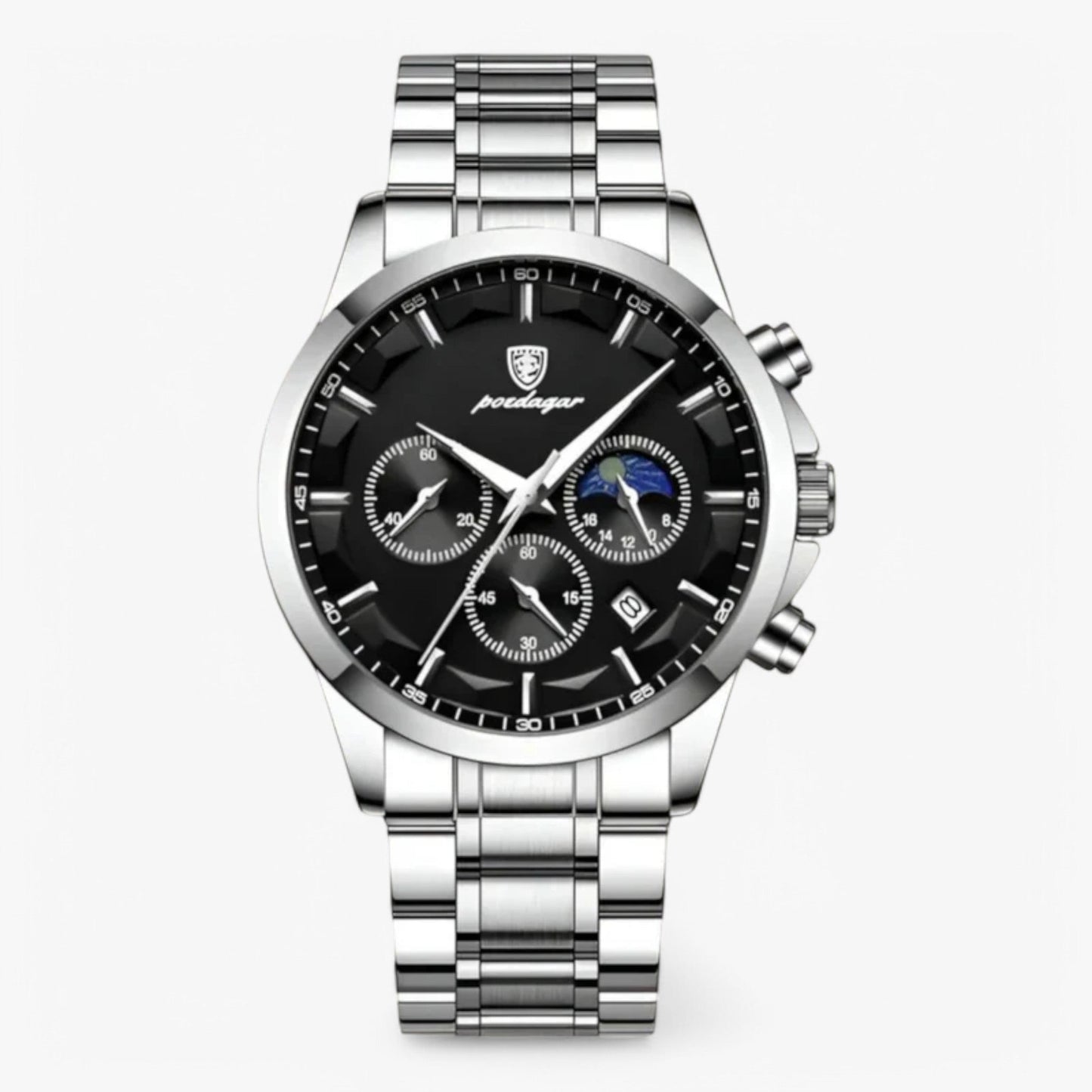 Men’s Leather Strap Chronograph Watch with Date