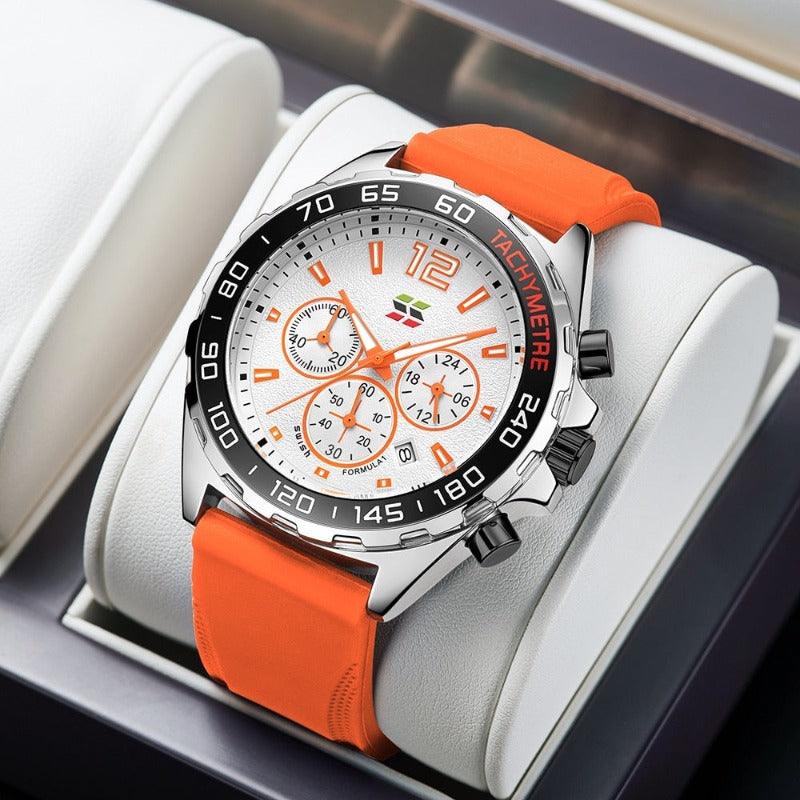 Men’s Water-Resistant Quartz Watch with Leather Strap