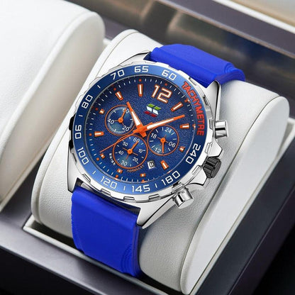 Men’s Water-Resistant Quartz Watch with Leather Strap