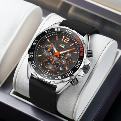 Men’s Water-Resistant Quartz Watch with Leather Strap