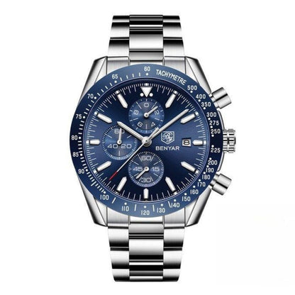 Men’s Waterproof Quartz Watch with Leather Strap