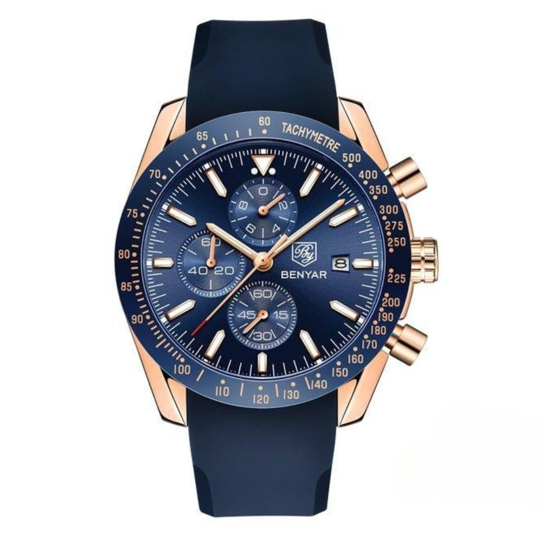 Men’s Waterproof Quartz Watch with Leather Strap