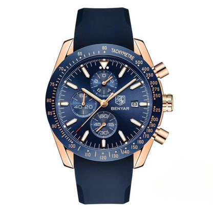 Men’s Waterproof Quartz Watch with Leather Strap