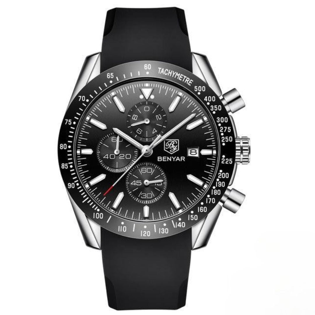 Men’s Waterproof Quartz Watch with Leather Strap