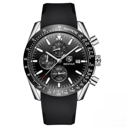 Men’s Waterproof Quartz Watch with Leather Strap