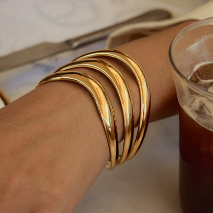 Meredith Triple Layer Gold Bangle 1